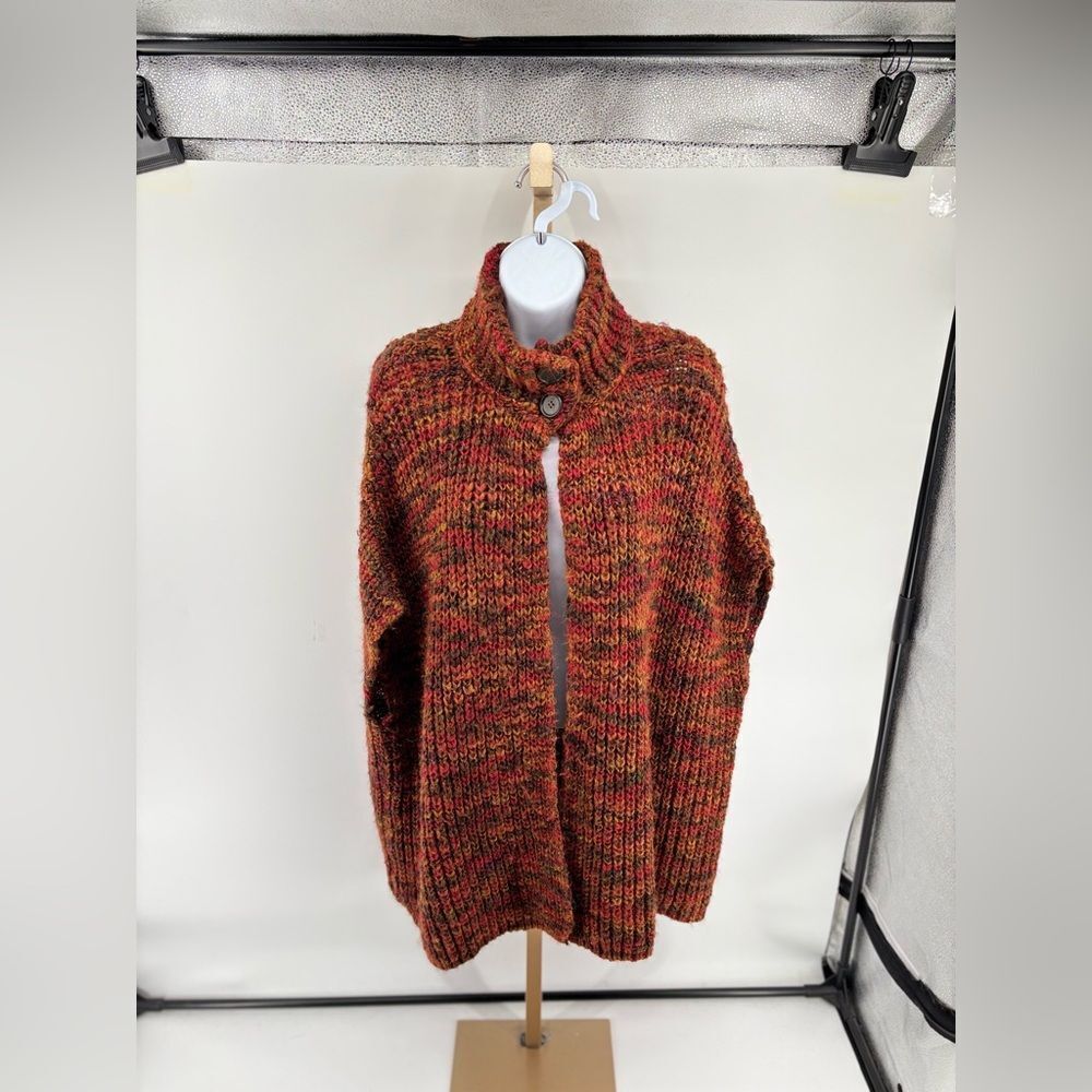 Anthropologie Elsamanda Chunky Knit Poncho Sweater Wool Blend One Size